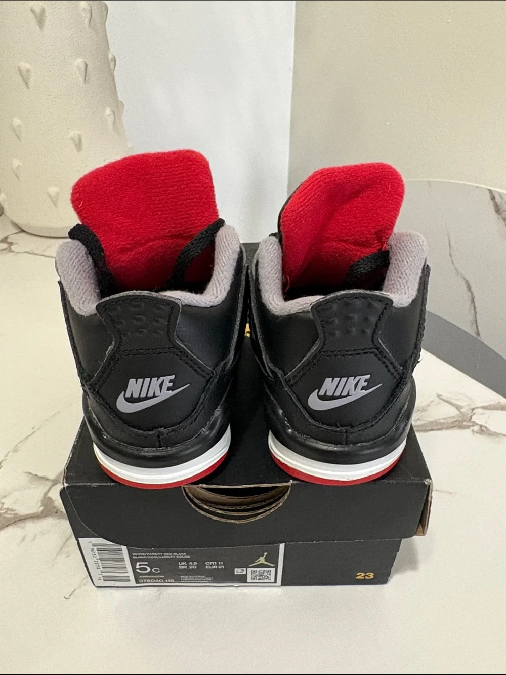 Jordan Kids' Black/Red/Grey Retro Style Sneakers